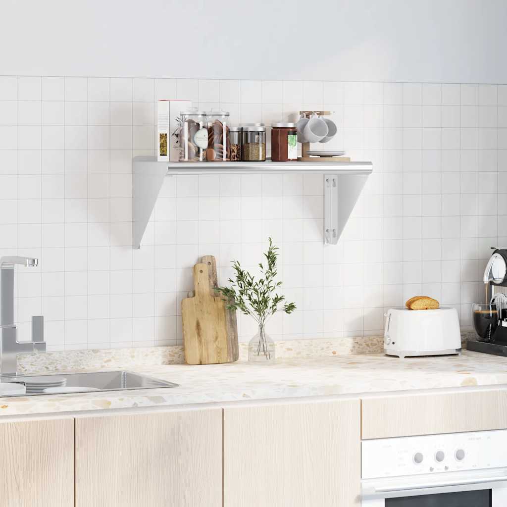 vidaXL Wall Shelf 75x30x31 cm Silver Stainless Steel 3