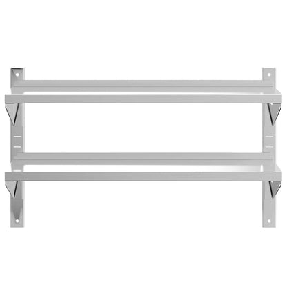 vidaXL 2-Tier Wall Shelf 100x30x60 cm Silver Stainless Steel 5