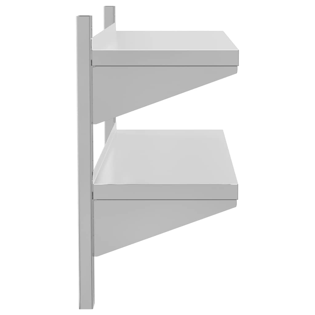 vidaXL 2-Tier Wall Shelf 100x30x60 cm Silver Stainless Steel 6