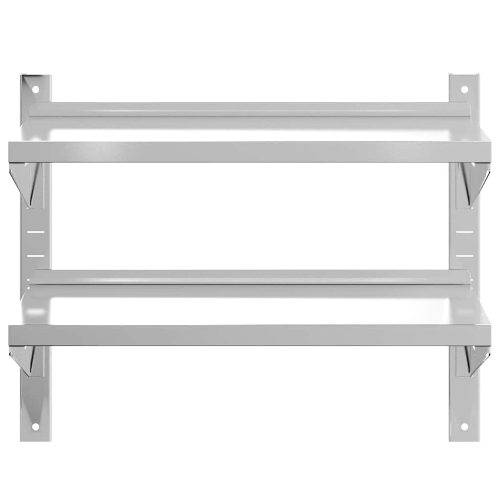 vidaXL 2-Tier Wall Shelf 75x40x60 cm Silver Stainless Steel 5