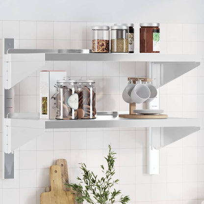 vidaXL 2-Tier Wall Shelf 75x40x60 cm Silver Stainless Steel 1