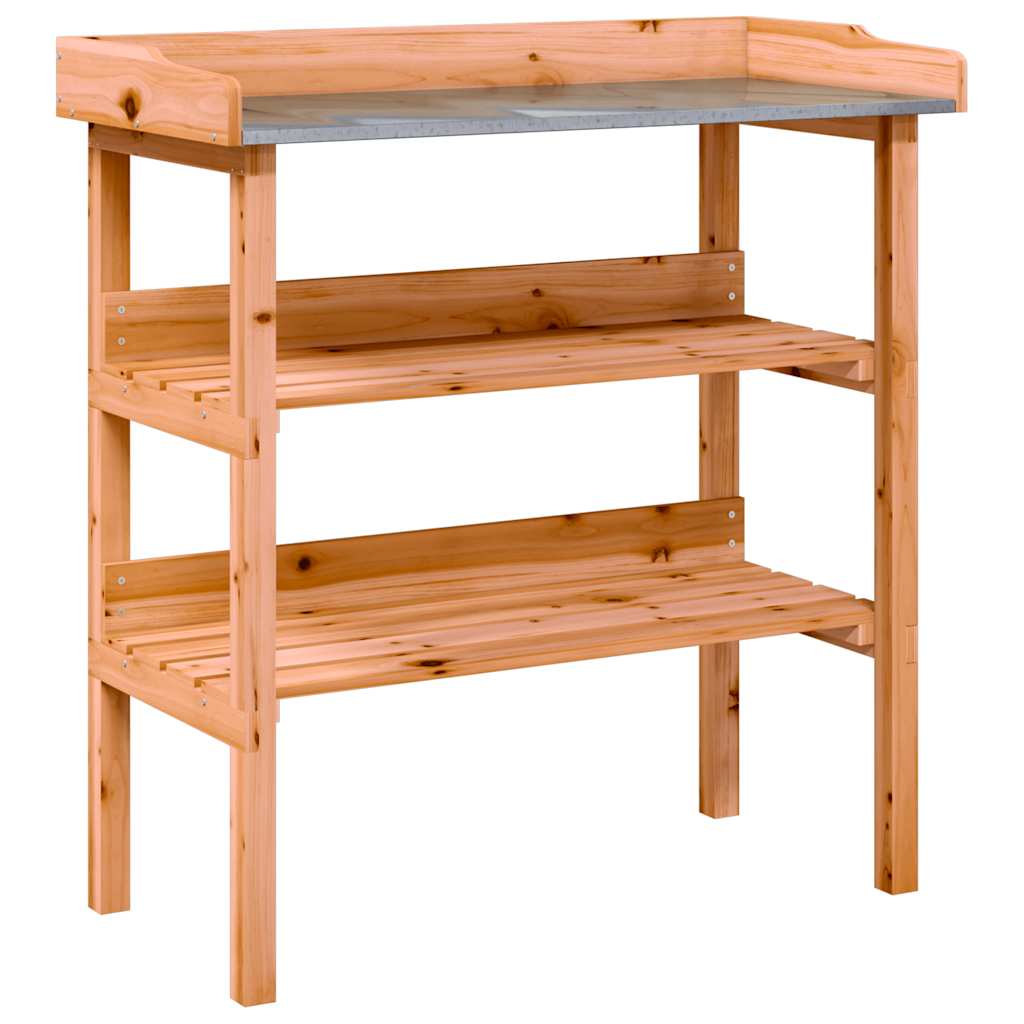 vidaXL Plant Table with Shelves Brown 78x38x82.5 cm Solid Wood Fir 2