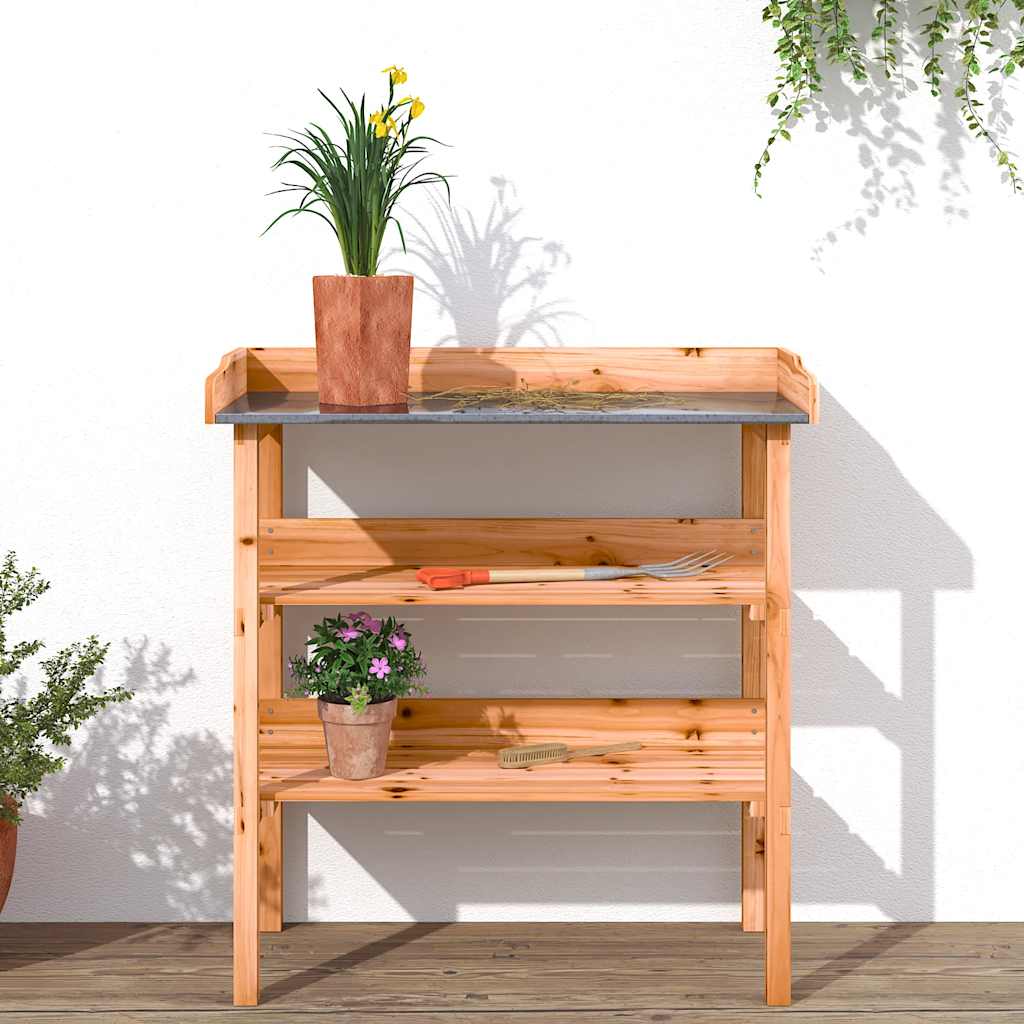 vidaXL Plant Table with Shelves Brown 78x38x82.5 cm Solid Wood Fir 3
