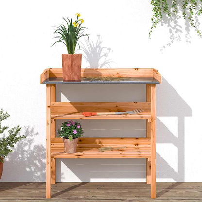 vidaXL Plant Table with Shelves Brown 78x38x82.5 cm Solid Wood Fir 3