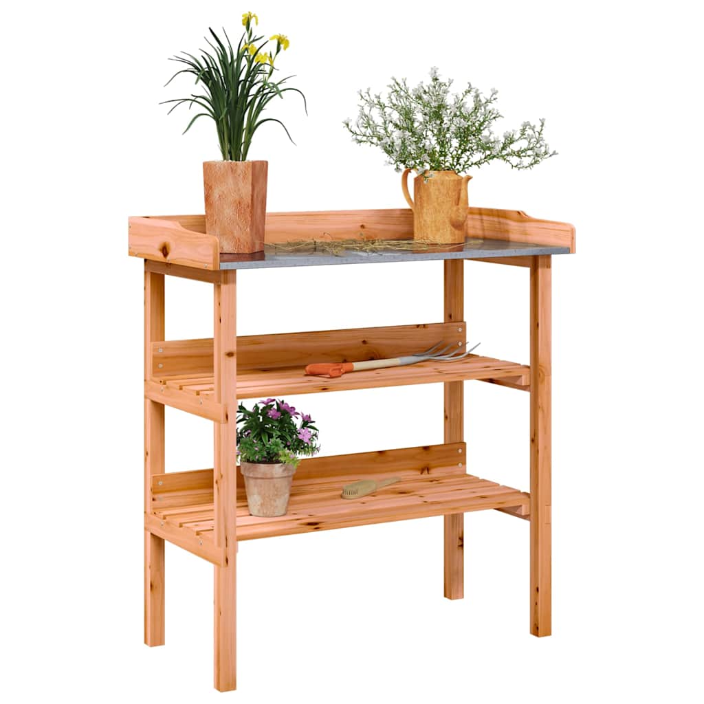vidaXL Plant Table with Shelves Brown 78x38x82.5 cm Solid Wood Fir 1