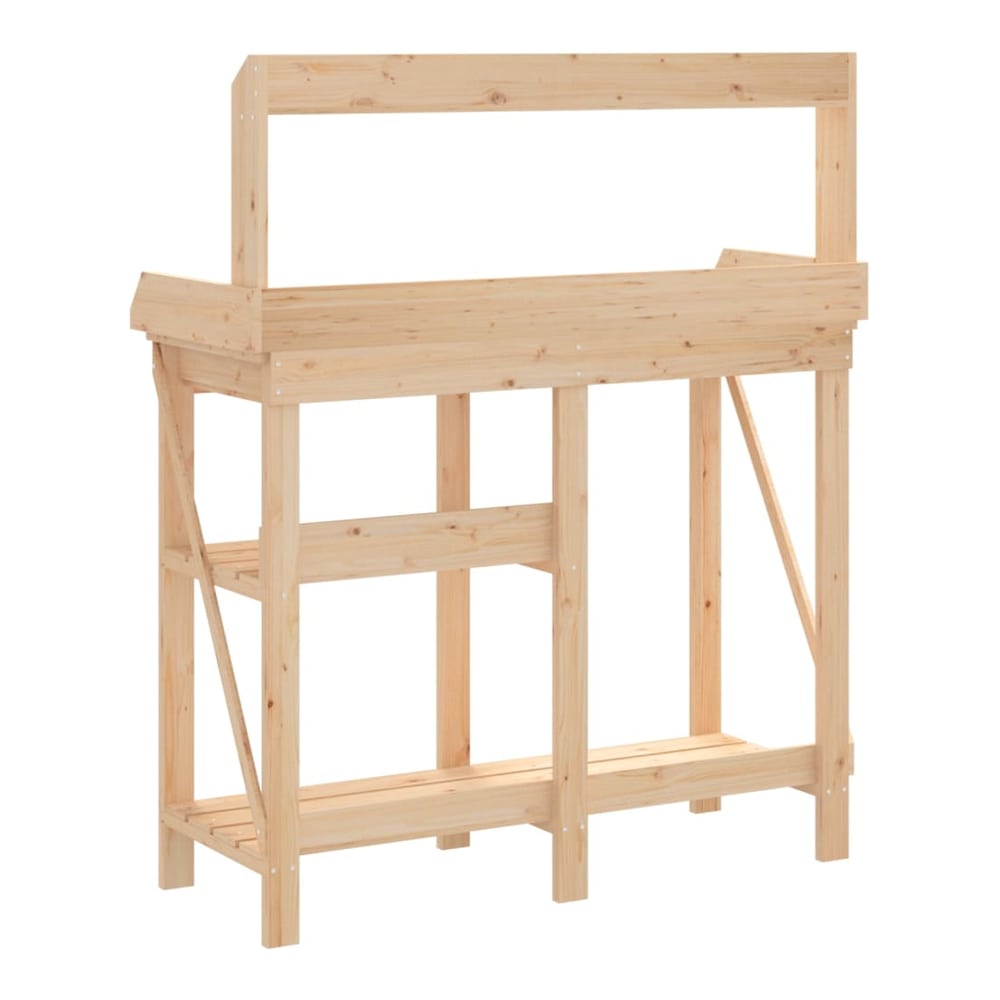 Potting Bench with Shelves Solid Wood Fir Natural