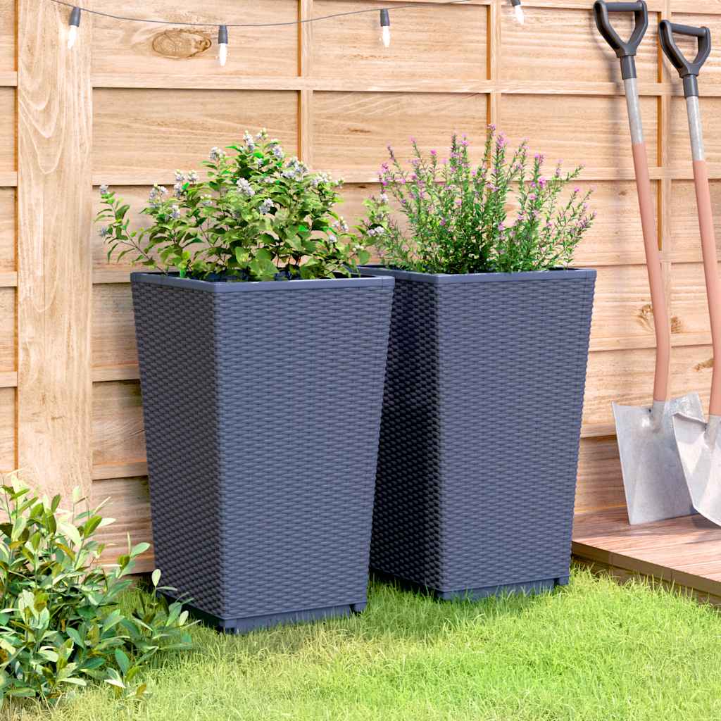 vidaXL Garden Planters 2 pcs Blue Grey 32.5x32.5x57 cm PP 3