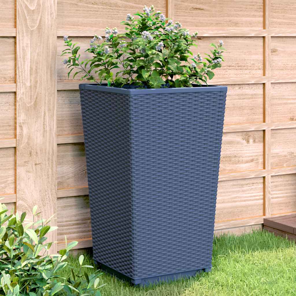 vidaXL Garden Planters 2 pcs Blue Grey 32.5x32.5x57 cm PP 1