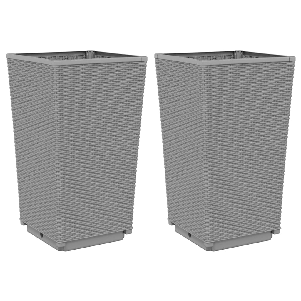 vidaXL Garden Planters 2 pcs Light Grey 32.5x32.5x57 cm PP 2