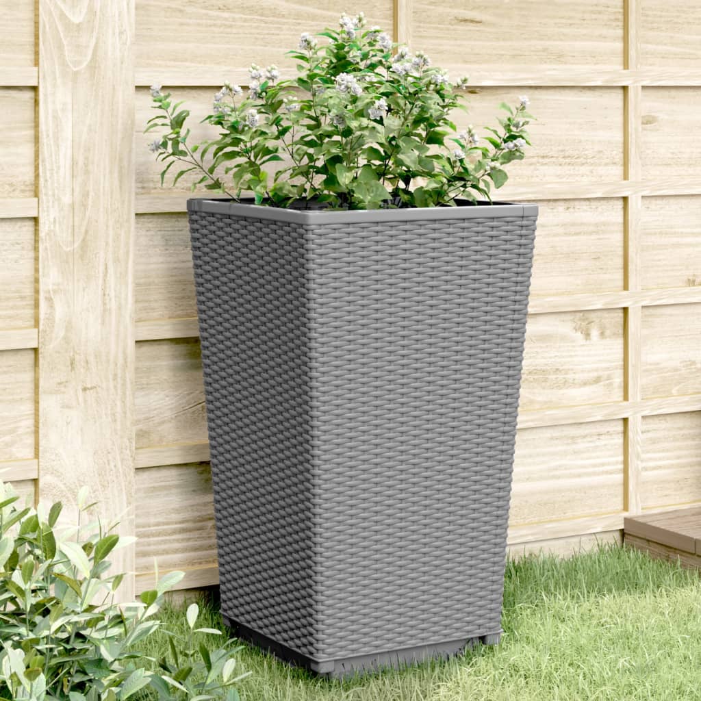 vidaXL Garden Planters 2 pcs Light Grey 32.5x32.5x57 cm PP 1