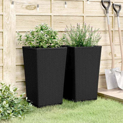 vidaXL Garden Planters 2 pcs Black 32.5x32.5x57 cm PP 3