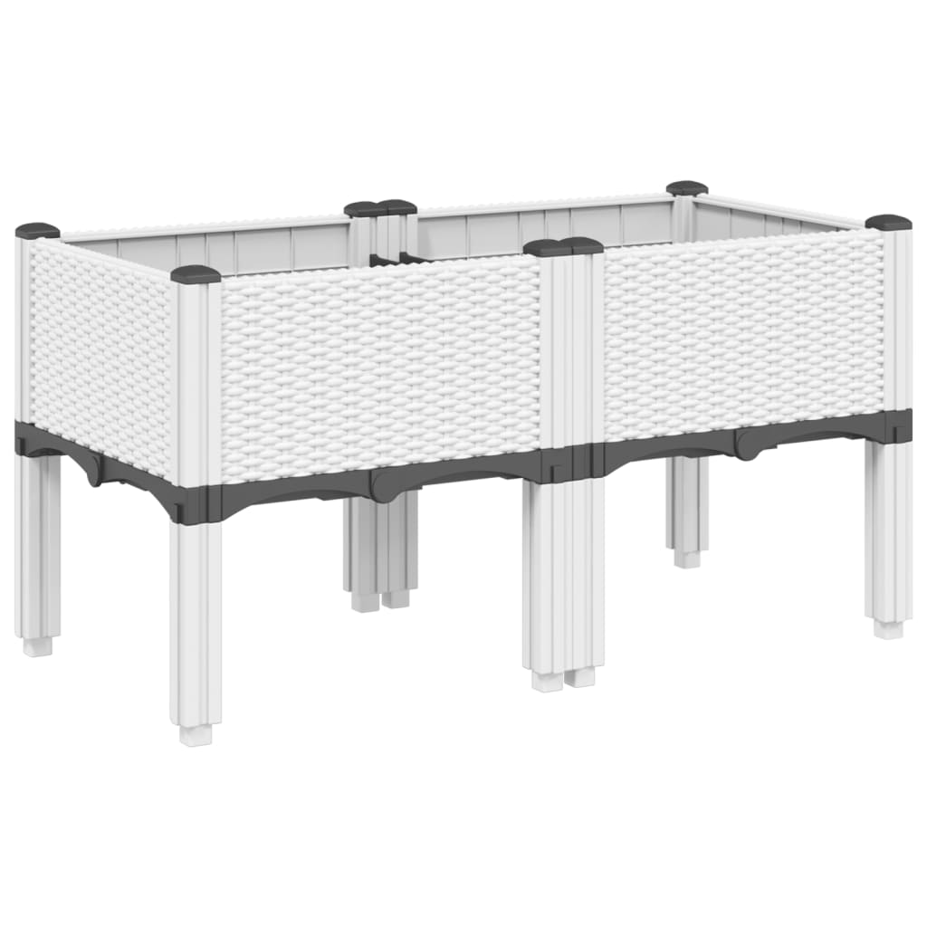 vidaXL Garden Planter with Legs White 80x40x42 cm PP 2