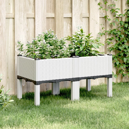 vidaXL Garden Planter with Legs White 80x40x42 cm PP 1