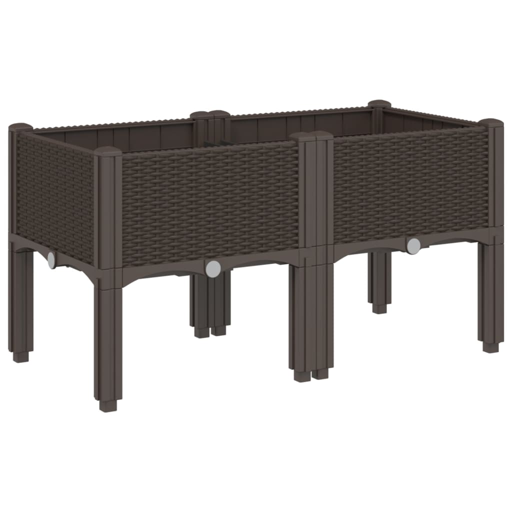 vidaXL Garden Planter with Legs Brown 80x40x42 cm PP 2