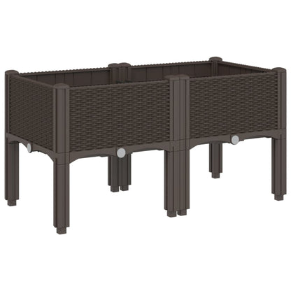 vidaXL Garden Planter with Legs Brown 80x40x42 cm PP 2