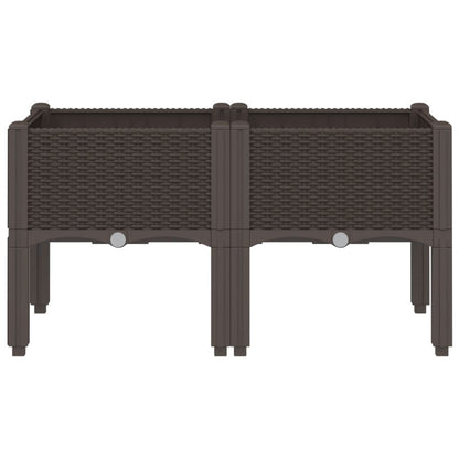vidaXL Garden Planter with Legs Brown 80x40x42 cm PP 3