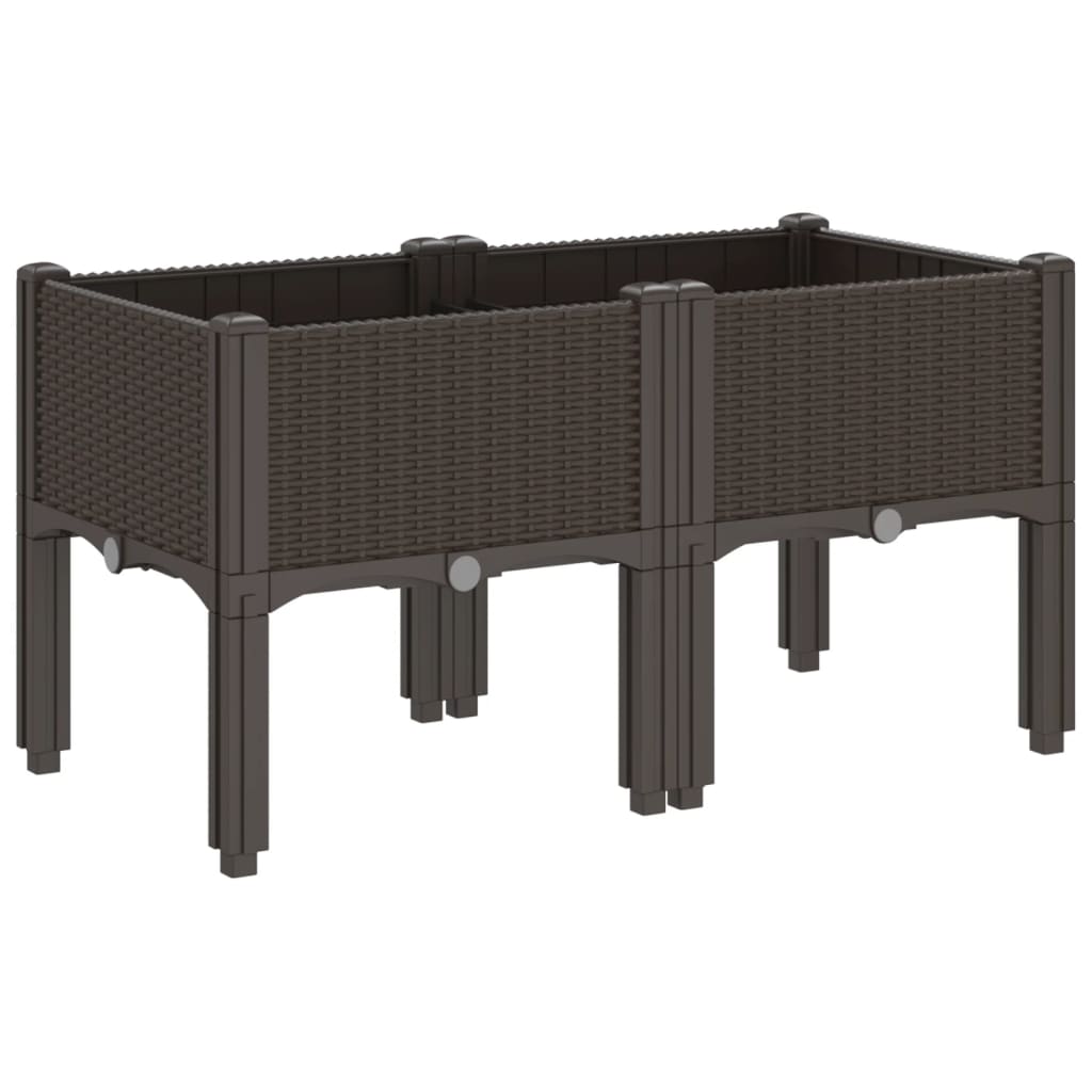 vidaXL Garden Planter with Legs Brown 80x40x42 cm PP 5