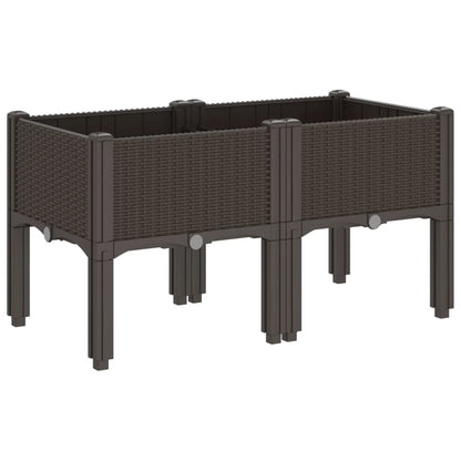 vidaXL Garden Planter with Legs Brown 80x40x42 cm PP 5