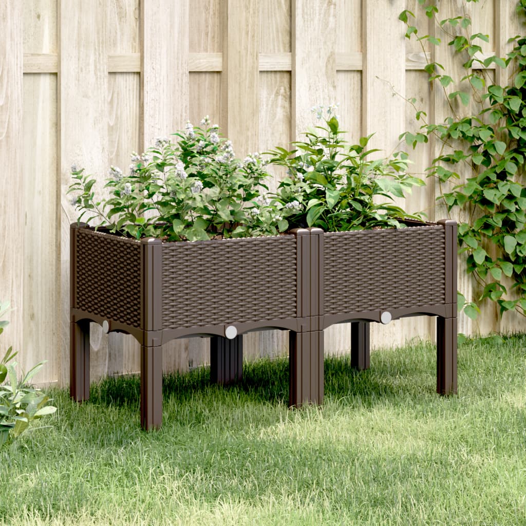 vidaXL Garden Planter with Legs Brown 80x40x42 cm PP 1