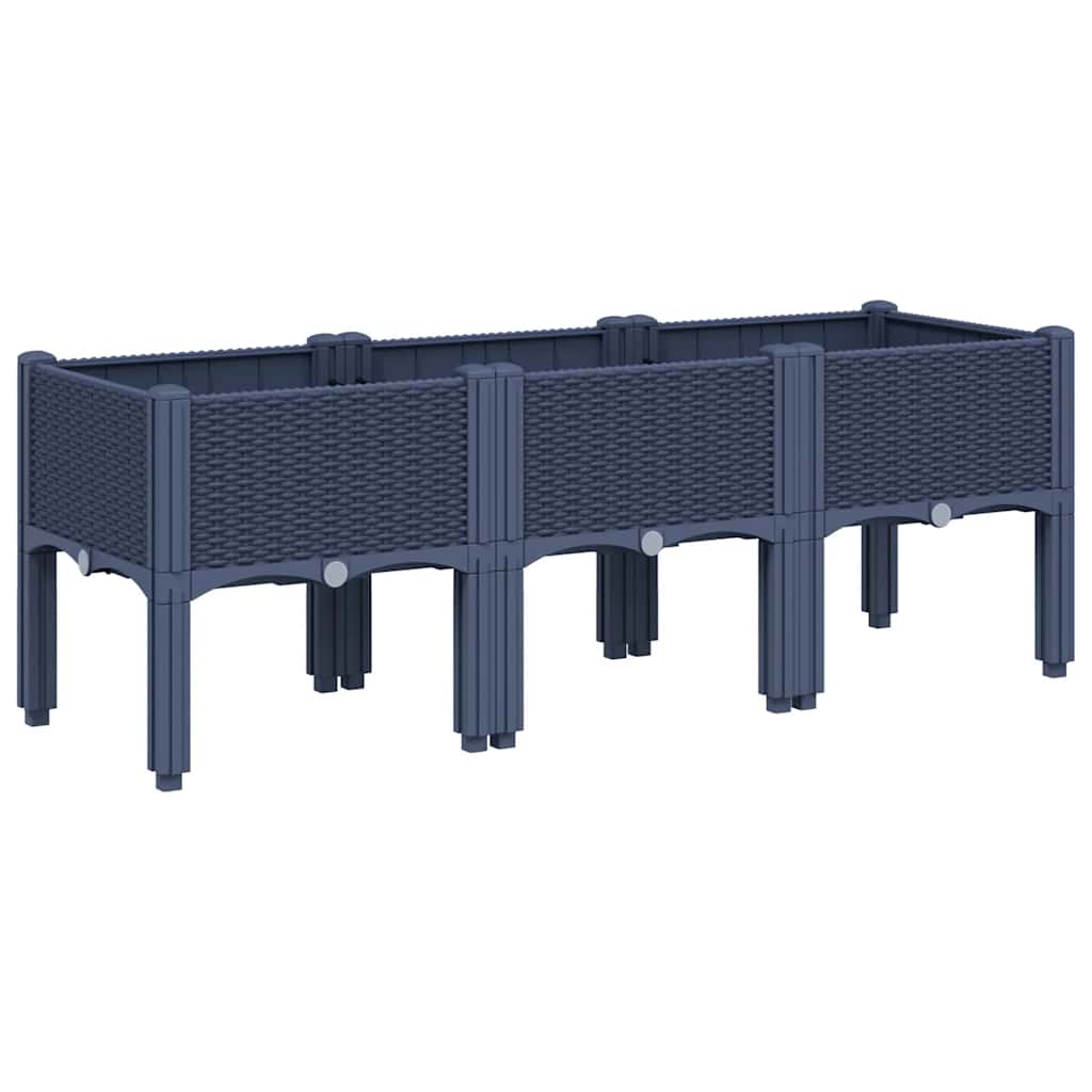 Garden Planter with Legs PP Depth 40 cm Blue grey 120 cm