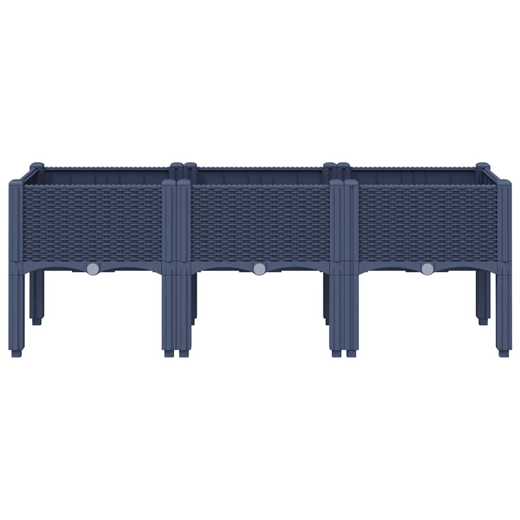 Garden Planter with Legs PP Depth 40 cm Blue grey 120 cm