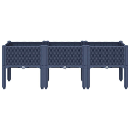 Garden Planter with Legs PP Depth 40 cm Blue grey 120 cm