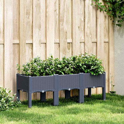 Garden Planter with Legs PP Depth 40 cm Blue grey 120 cm