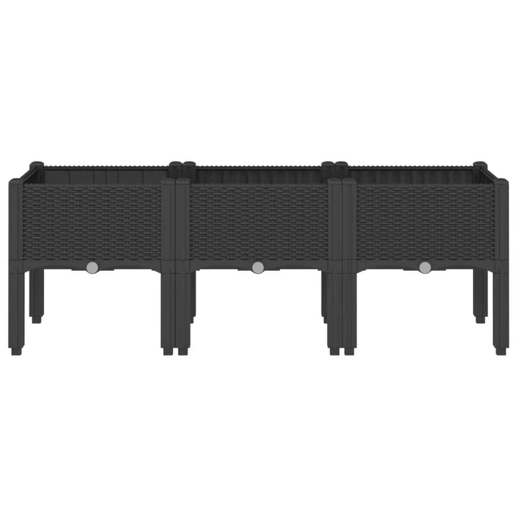 Garden Planter with Legs PP Depth 40 cm Black 120 cm