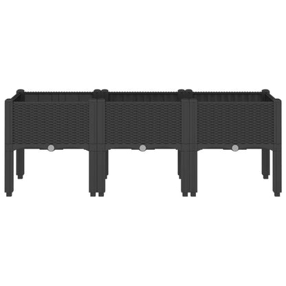 Garden Planter with Legs PP Depth 40 cm Black 120 cm