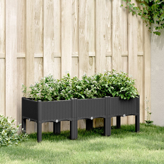 vidaXL Garden Planter with Legs Black 120x40x42 cm PP 1