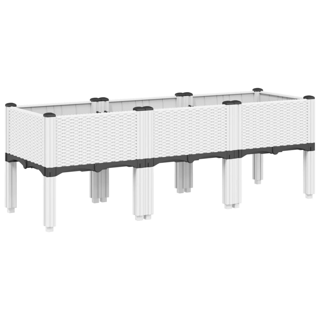 vidaXL Garden Planter with Legs White 120x40x42 cm PP 2