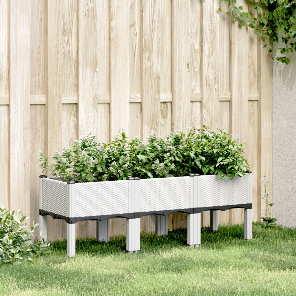 vidaXL Garden Planter with Legs White 120x40x42 cm PP 1