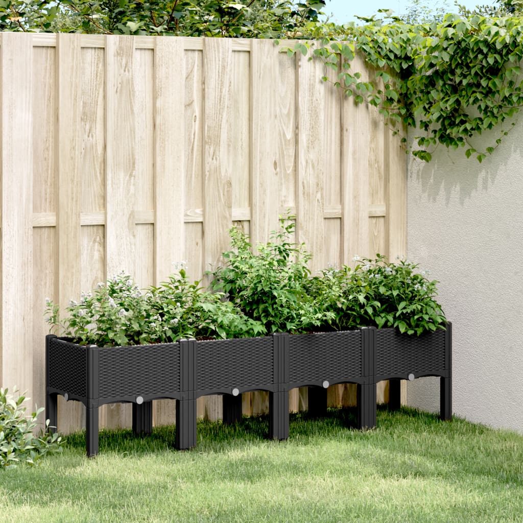 vidaXL Garden Planter with Legs PP Depth 40 cm