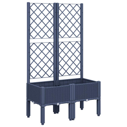 vidaXL Garden Planter with Trellis Blue Grey 80x40x142 cm PP 2