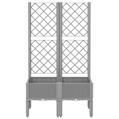 vidaXL Garden Planter with Trellis Light Grey 80x40x142 cm PP 3