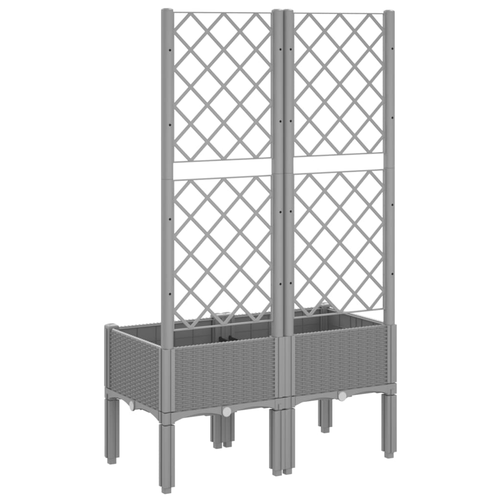 vidaXL Garden Planter with Trellis Light Grey 80x40x142 cm PP 5