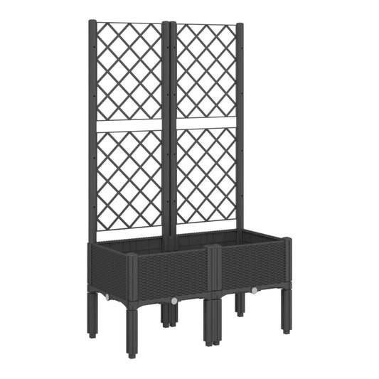 Garden Planter with Trellis PP Depth 40 cm Black