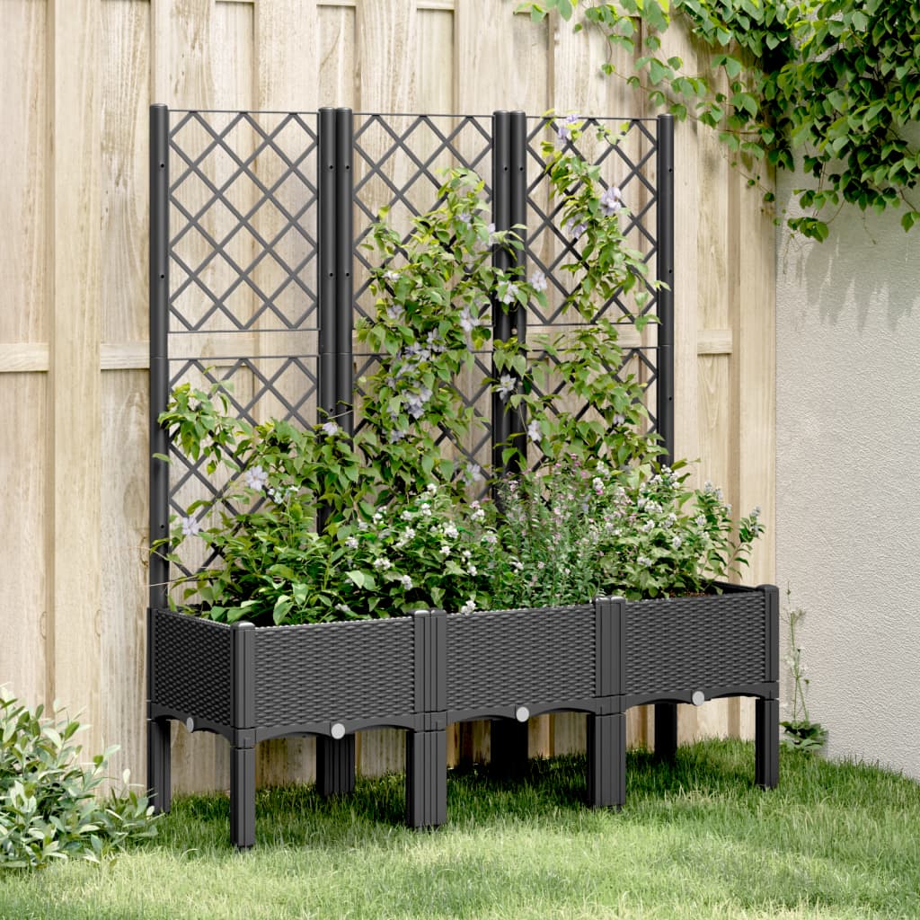 vidaXL Garden Planter with Trellis PP Depth 40 cm