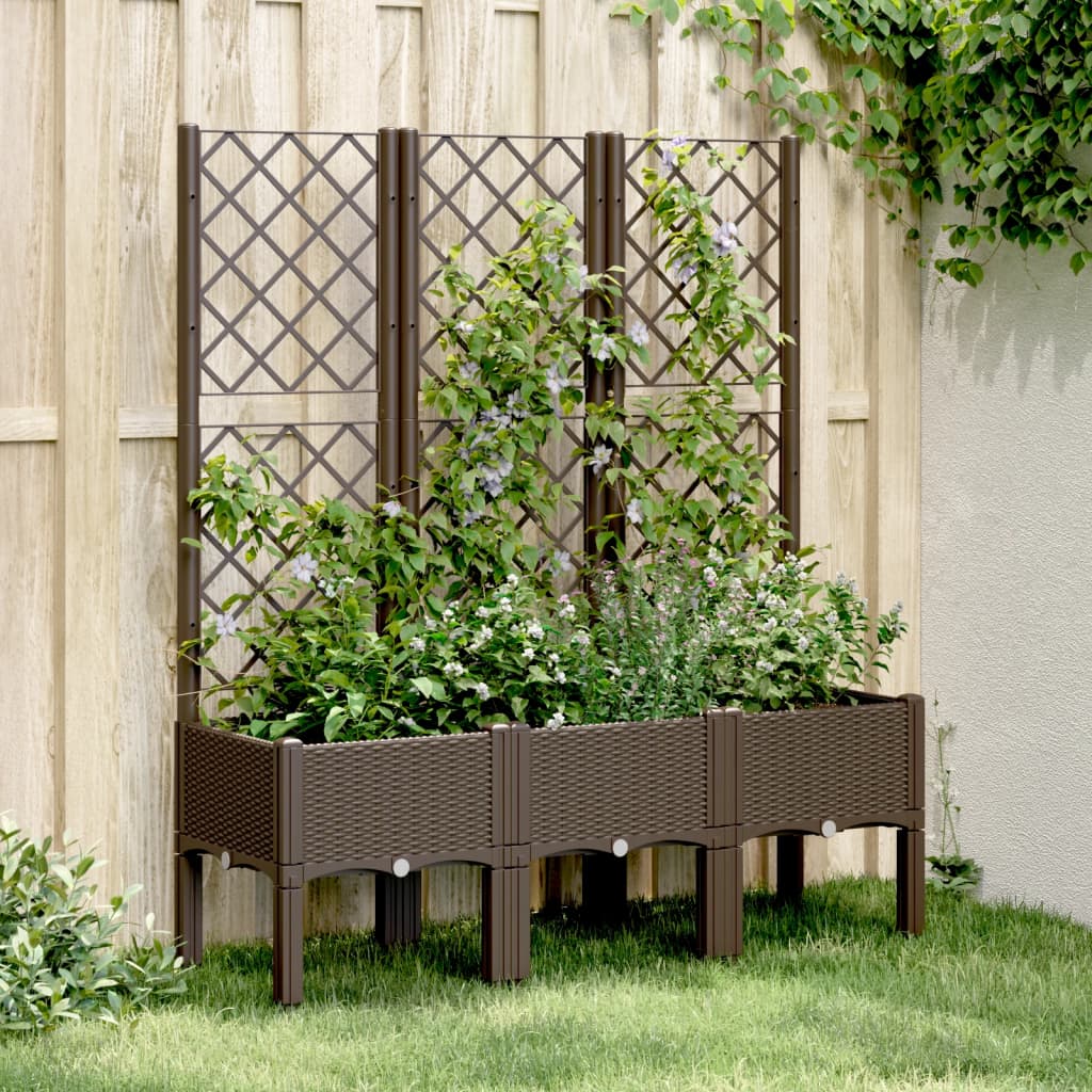 vidaXL Garden Planter with Trellis PP Depth 40 cm