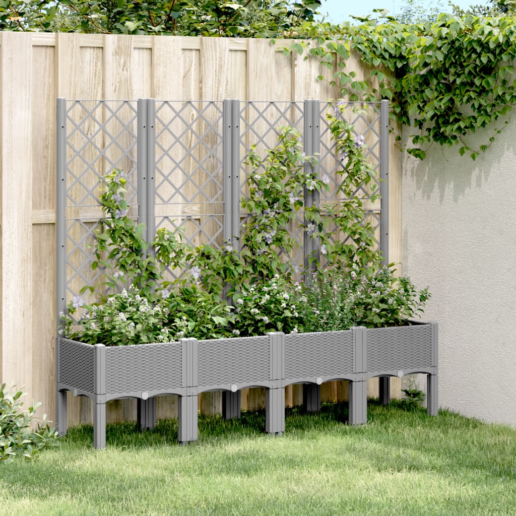 vidaXL Garden Planter with Trellis PP Depth 40 cm