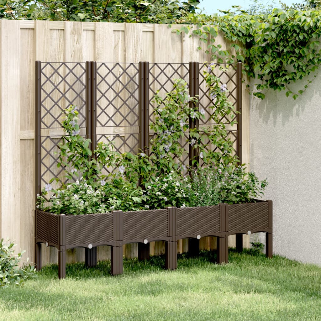 vidaXL Garden Planter with Trellis PP Depth 40 cm