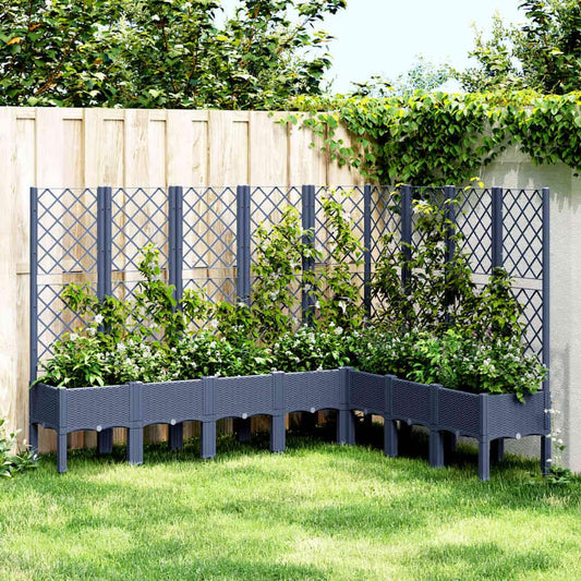 Garden Planter with Trellis 200x160x142 cm PP Blue grey