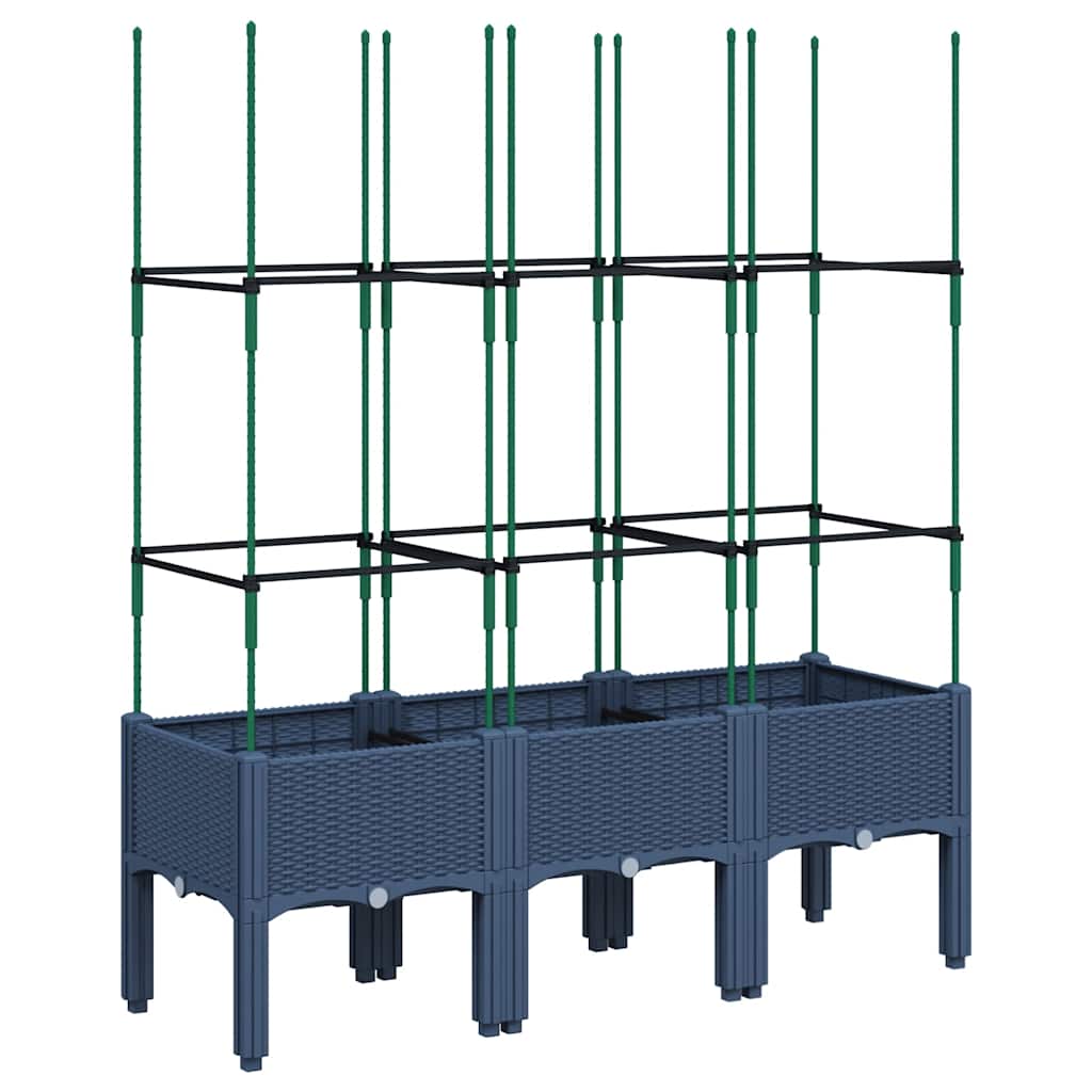 Garden Planter with Trellis Blue Grey PP