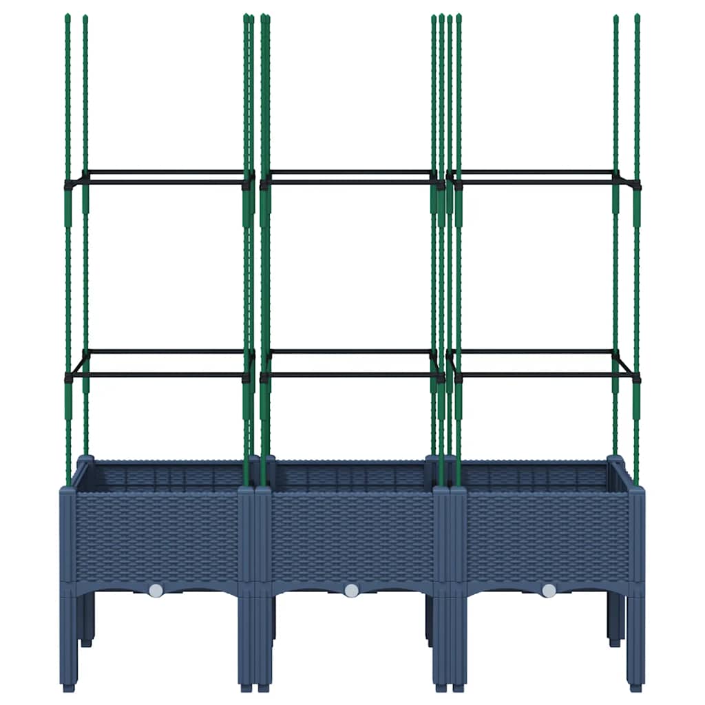 Garden Planter with Trellis Blue Grey PP