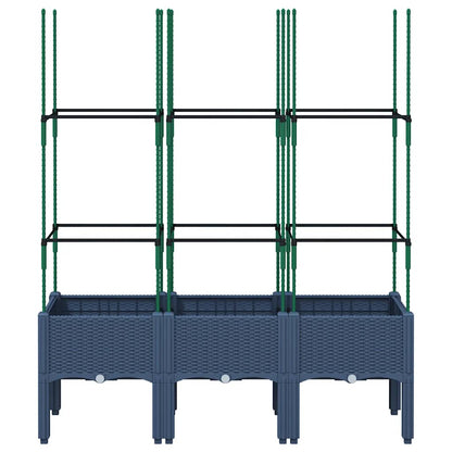 Garden Planter with Trellis Blue Grey PP