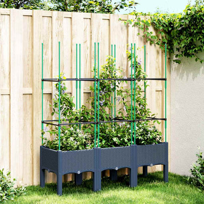 Garden Planter with Trellis Blue Grey PP