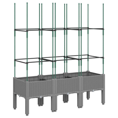 vidaXL Garden Planter with Trellis Light Grey 120x40x142.5 cm PP 2