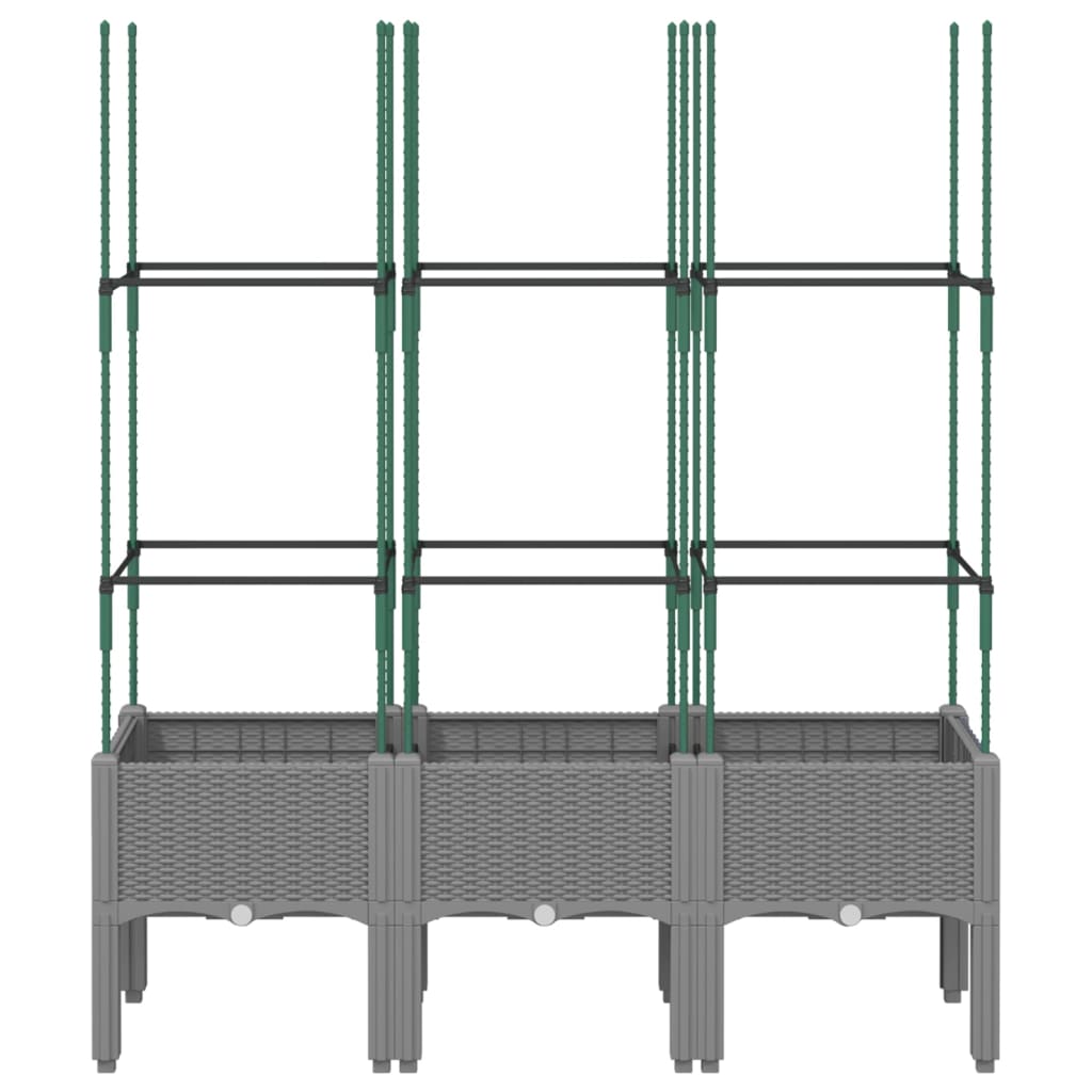 vidaXL Garden Planter with Trellis Light Grey 120x40x142.5 cm PP 3