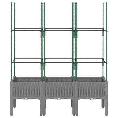 vidaXL Garden Planter with Trellis Light Grey 120x40x142.5 cm PP 3