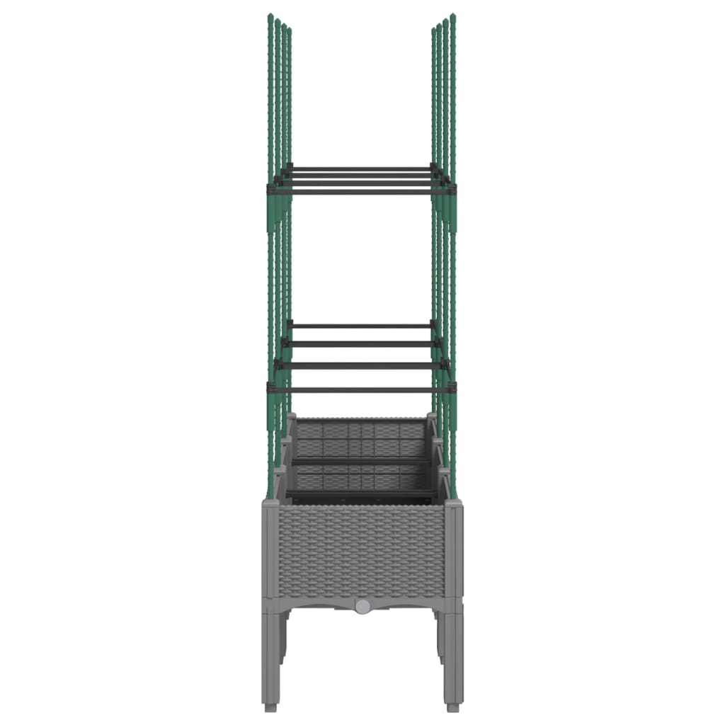 vidaXL Garden Planter with Trellis Light Grey 120x40x142.5 cm PP 4